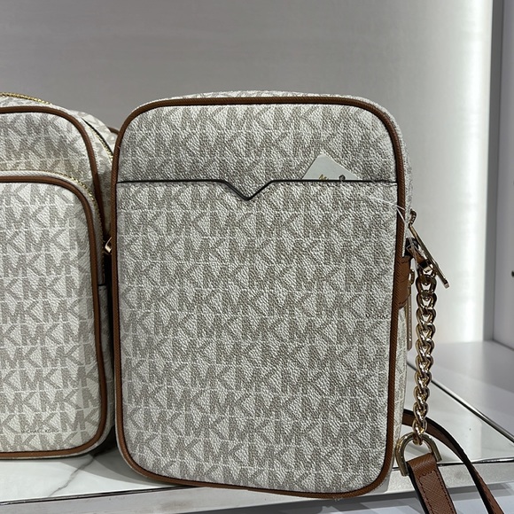 Michael Kors Jet Set Travel NS Chain Medium Logo Crossbody Bag Vanilla Color - Picture 5 of 16